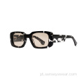 Logotipo personalizado retangular vintage feminino quadrado óculos de sol